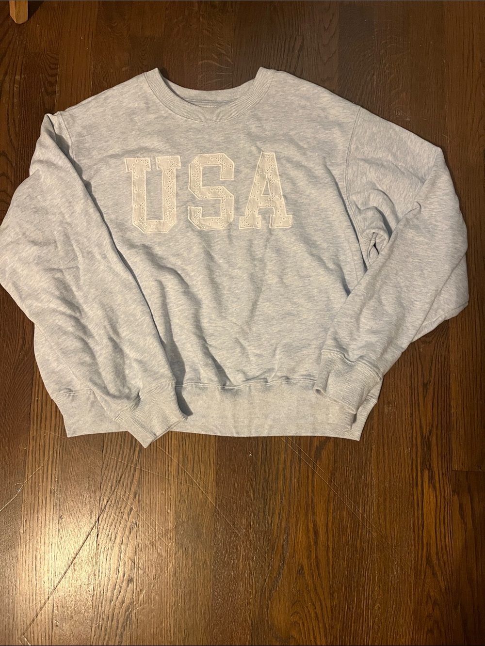 Hollister - Light Gray USA Appliqué Crewneck Sweatshirt